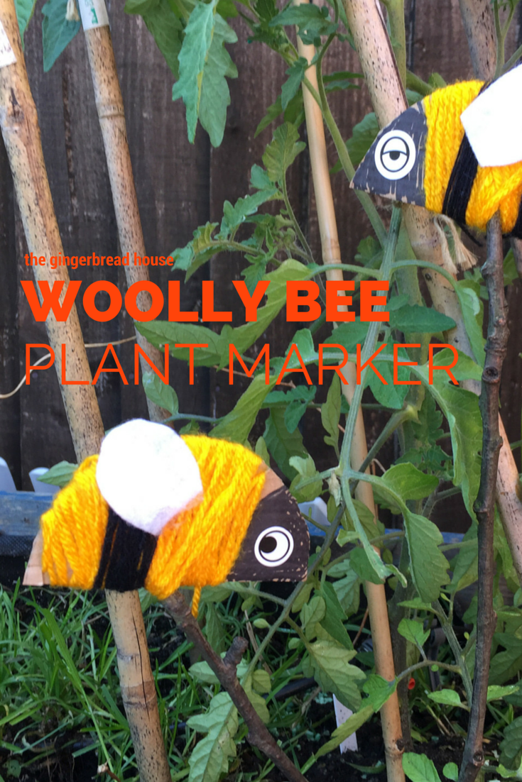 Woolly bee plant marker - the gingerbread house