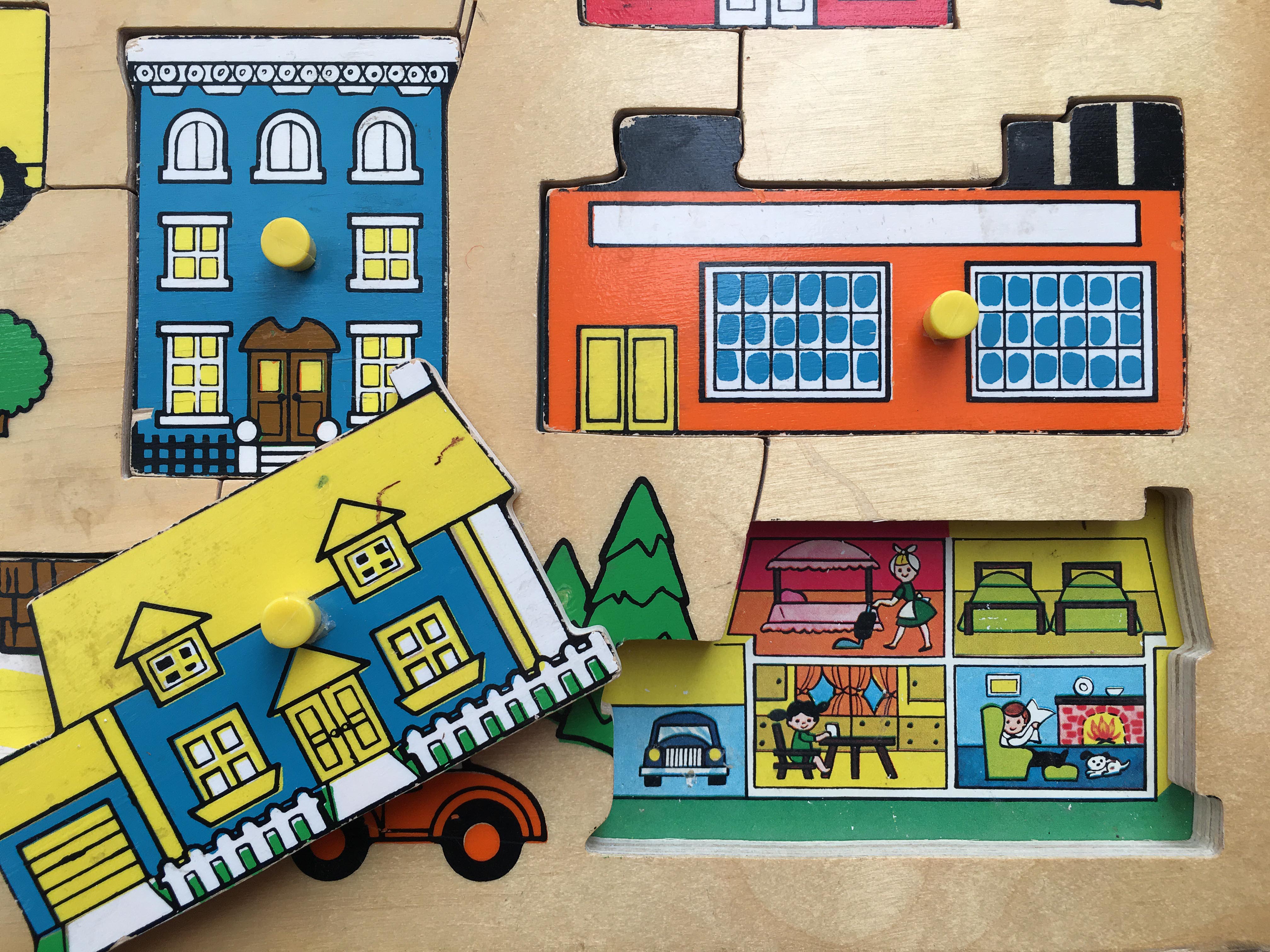 vintage fisher price buildings jigsaw