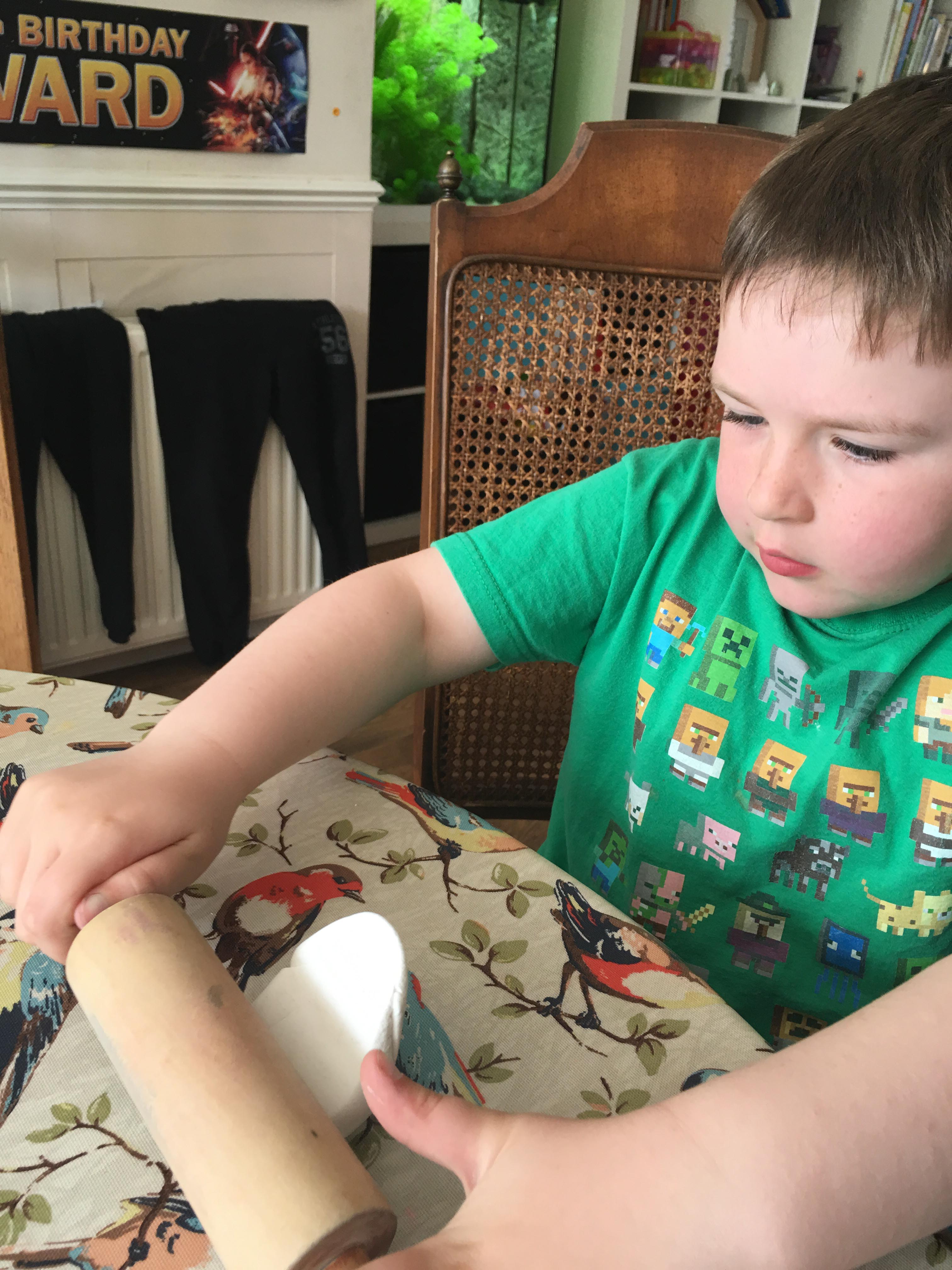 playing with air drying clay