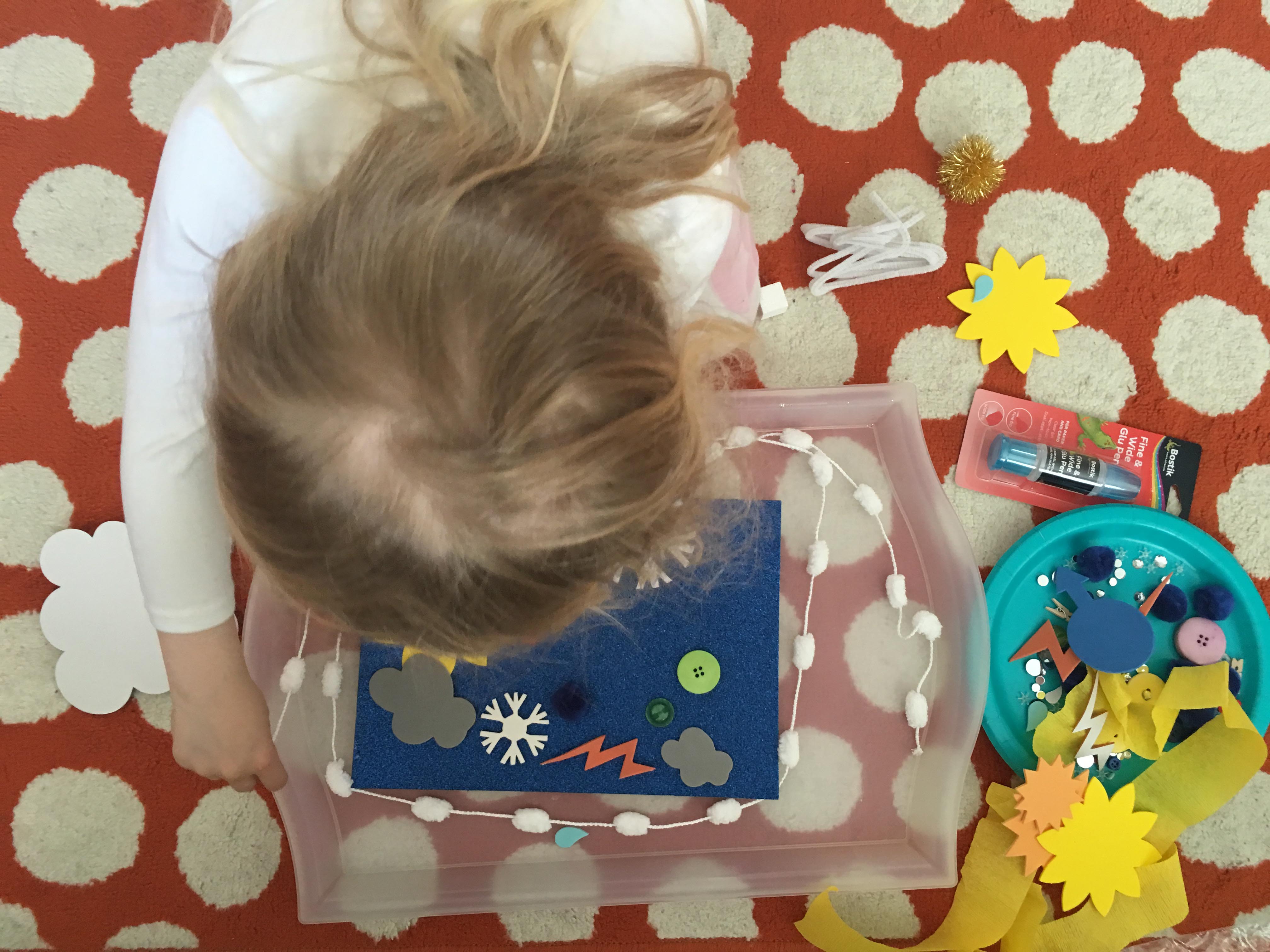 crafting on the floor