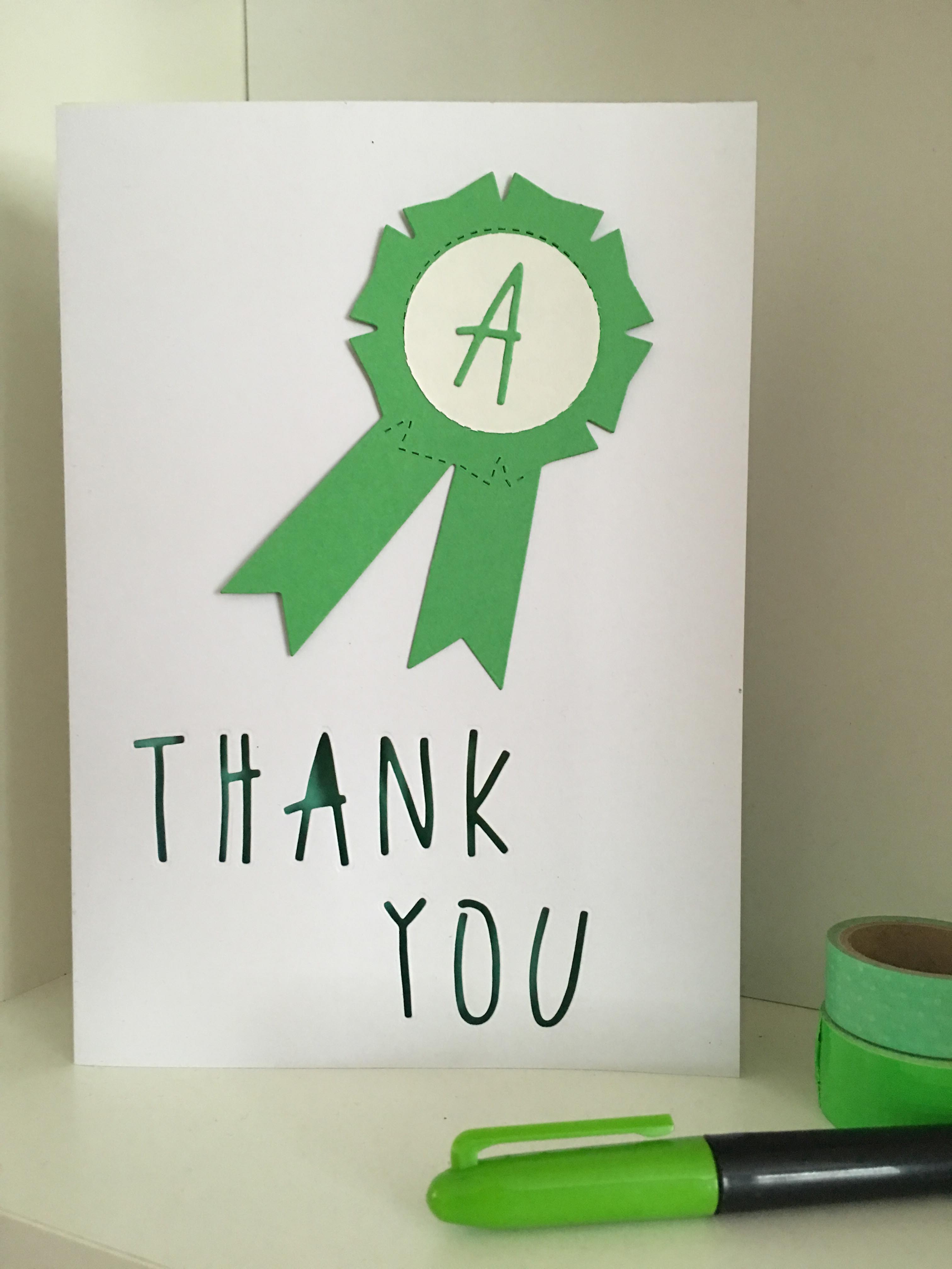 Easy teacher appreciation card with badge
