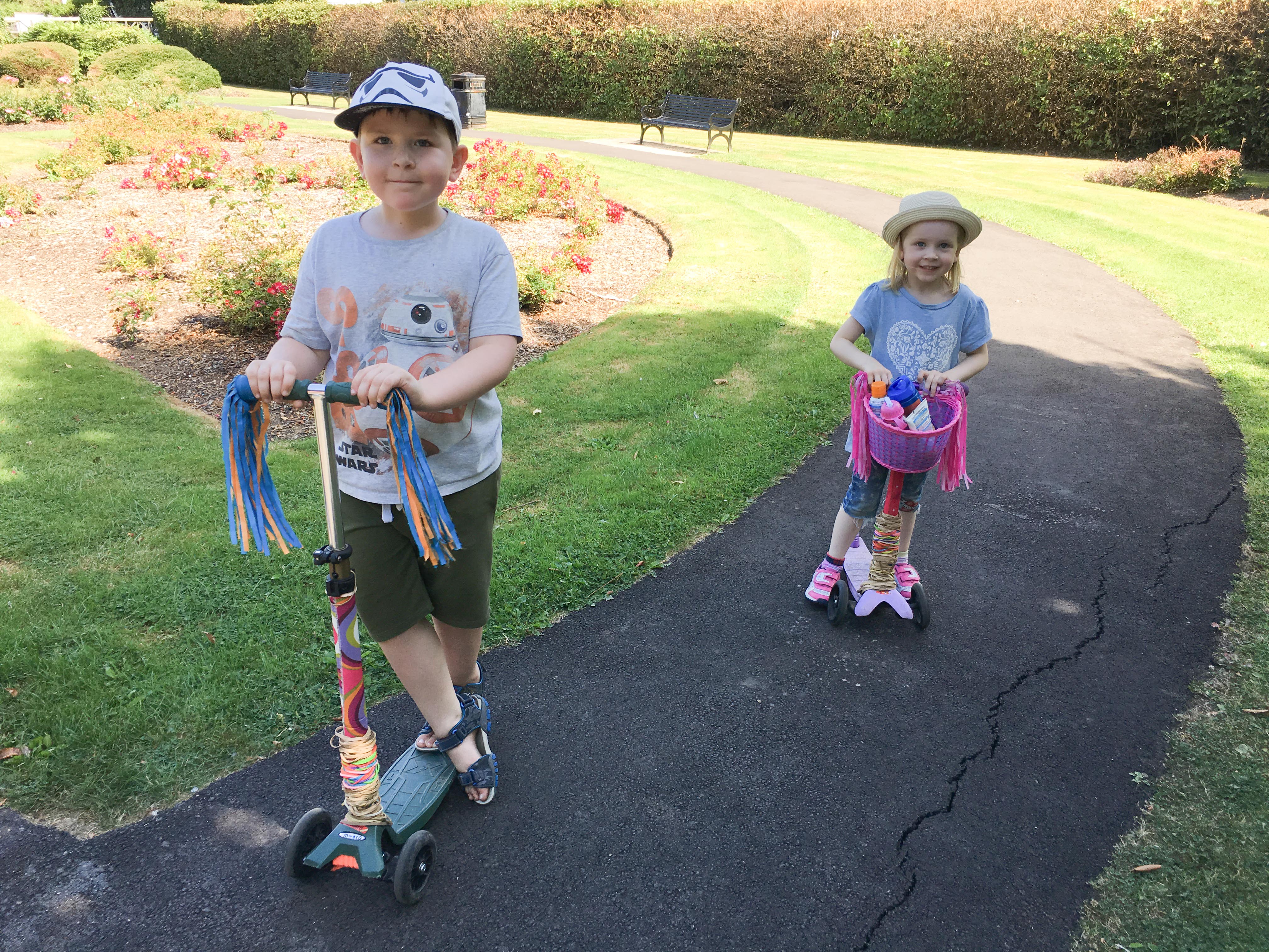 scooting in the park