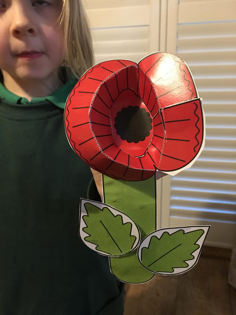 Remembrance Day Paper Poppy craft for children