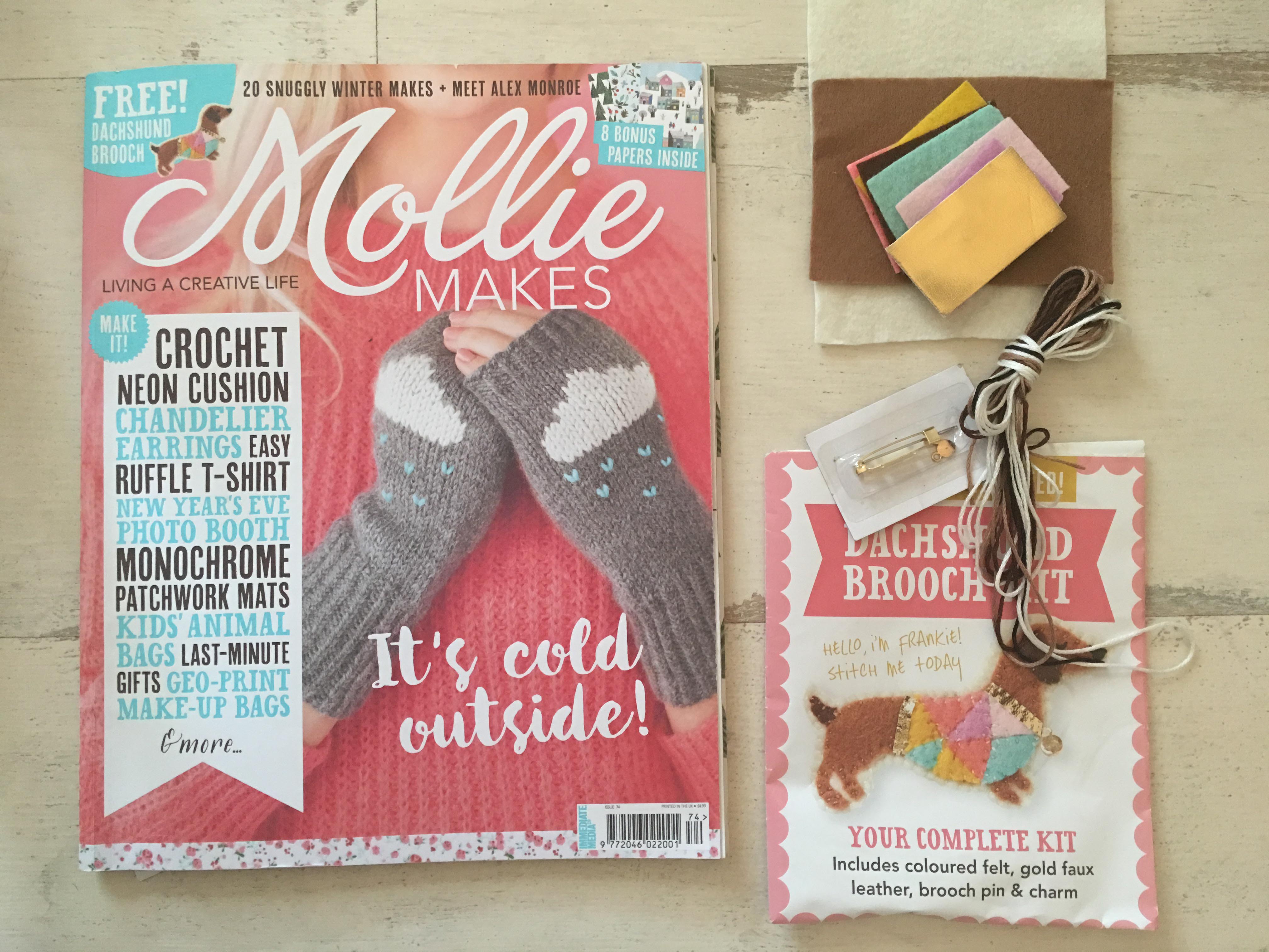 Issue 74 Mollie Makes Dachshund Brooch Kit