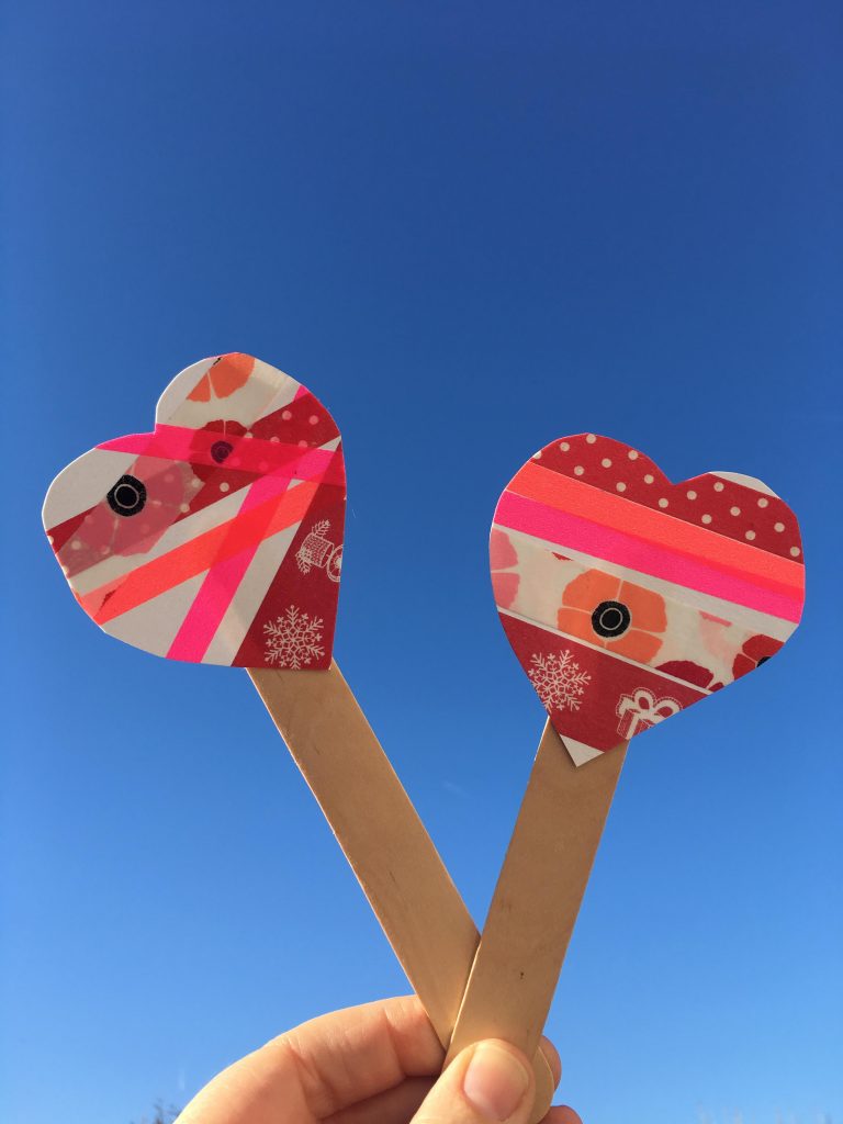 Washi tape Valentine heart bookmarks