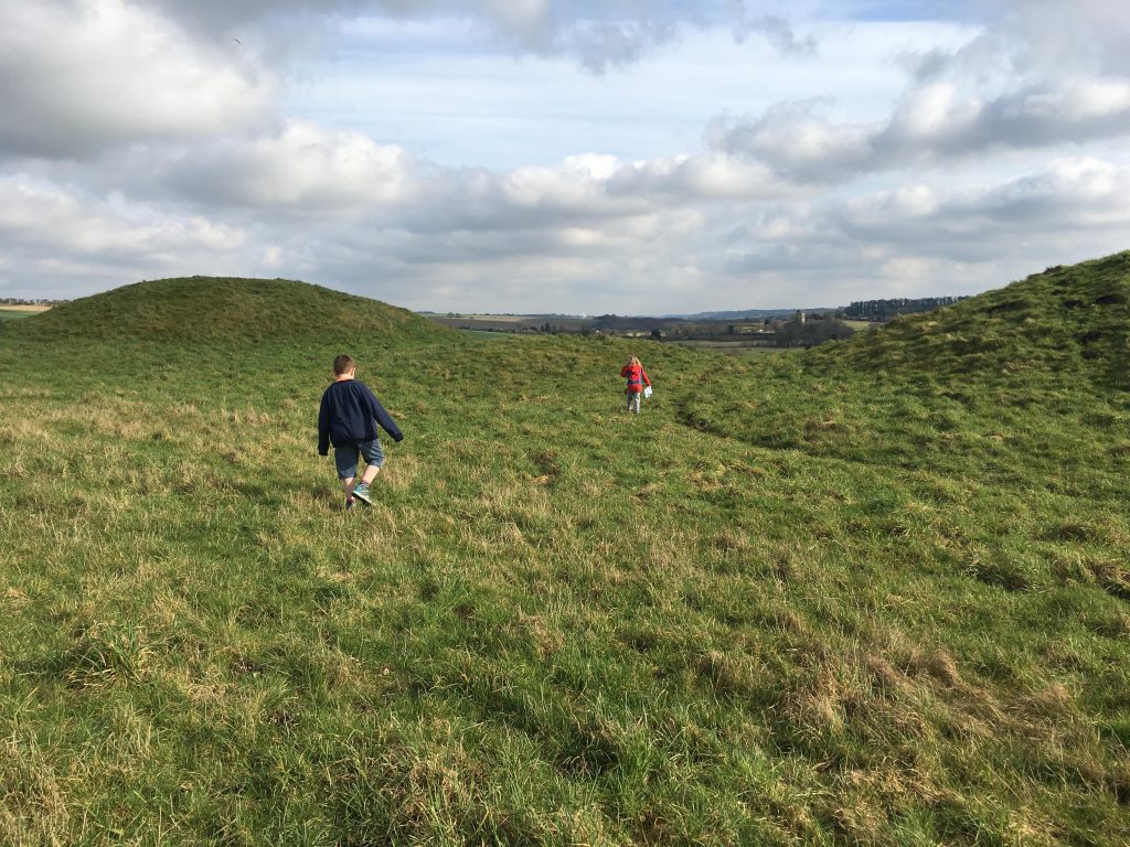 children running along The Ridgeway Wiltshire