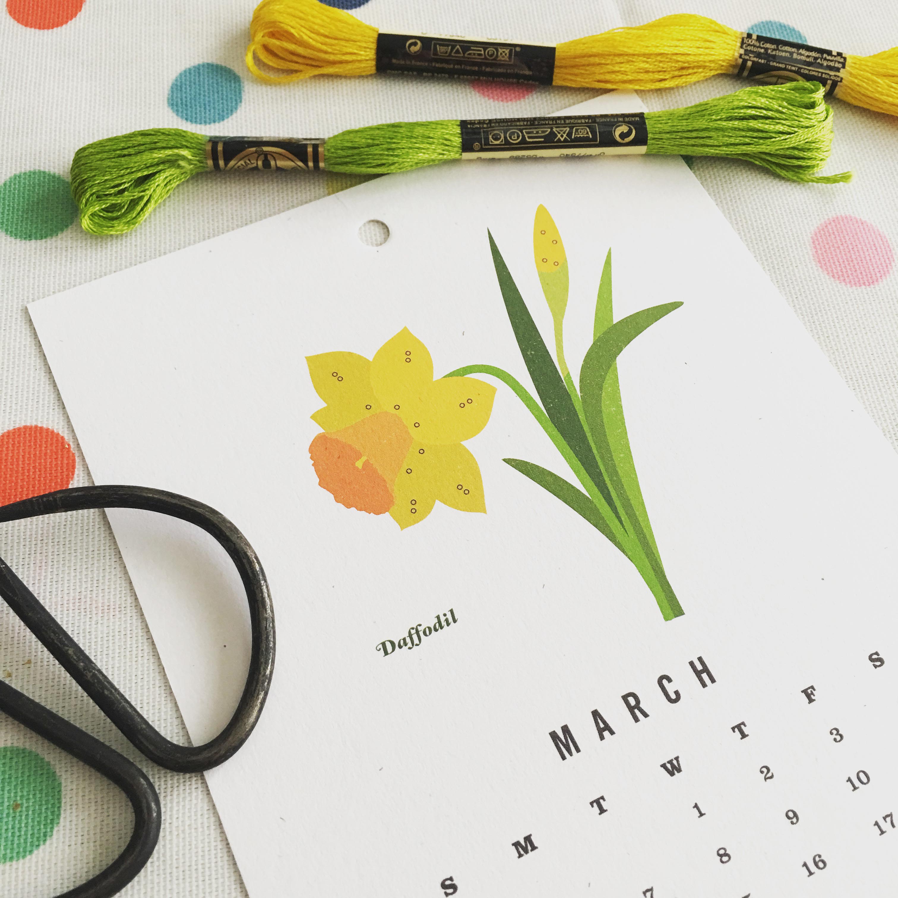 a paper template with March flowers on