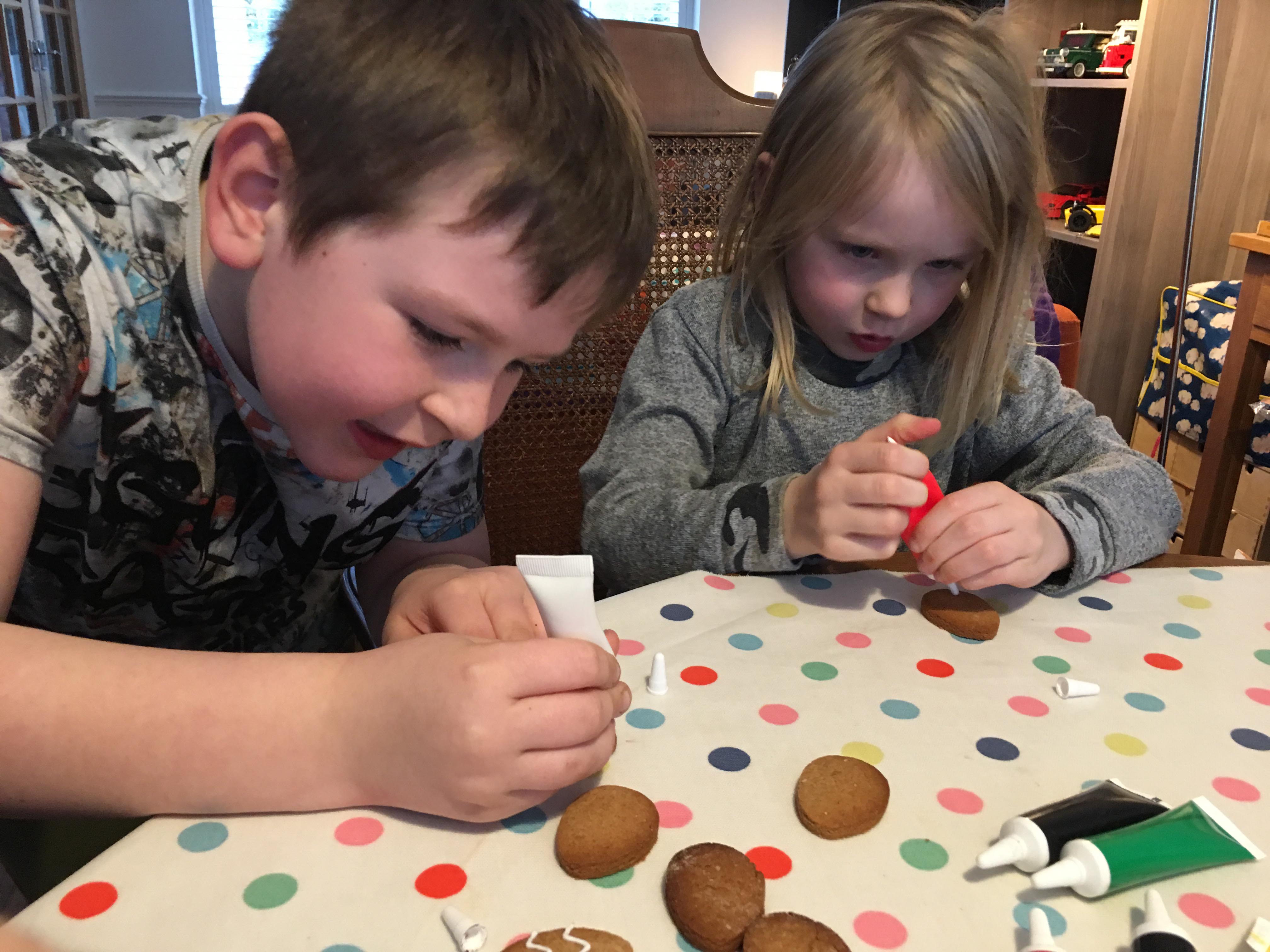 Baking gingerbread Easter biscuits with kids