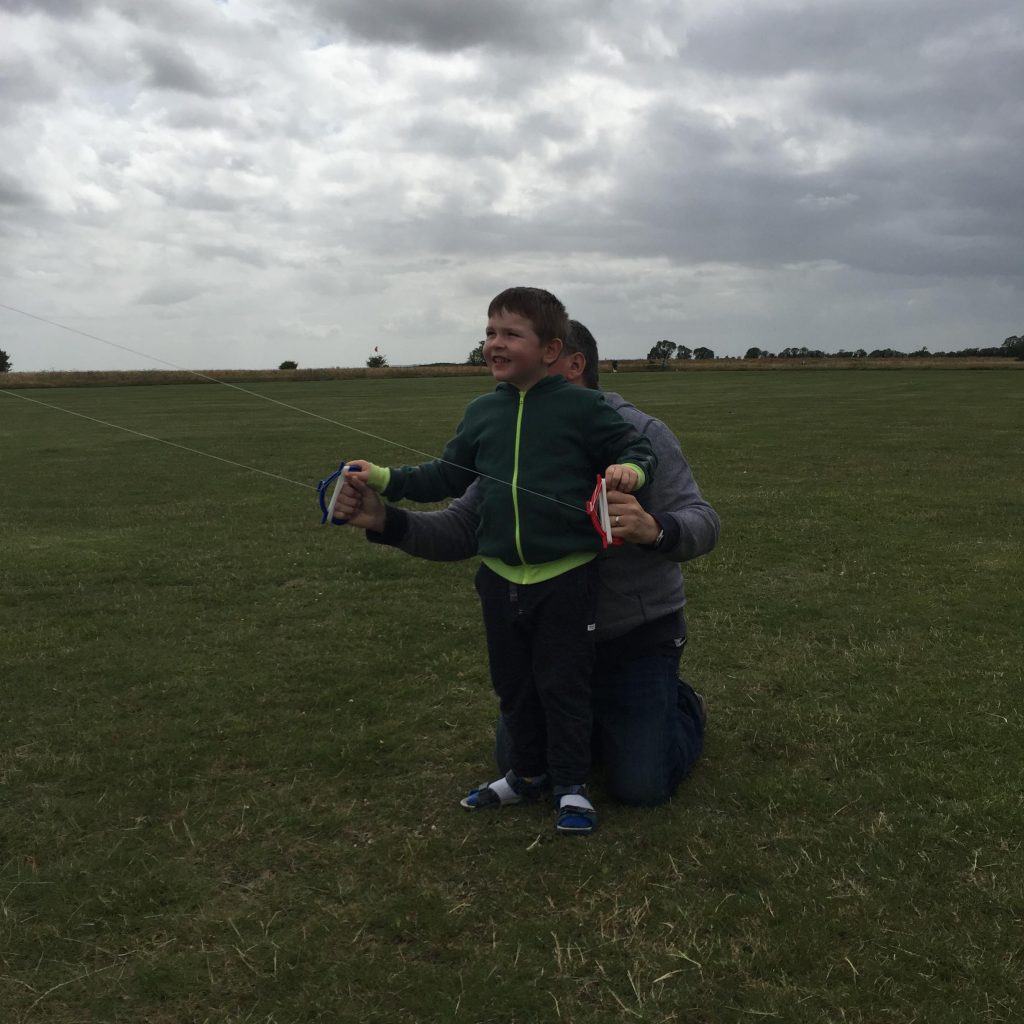 flying a kite at Westbury White Horse