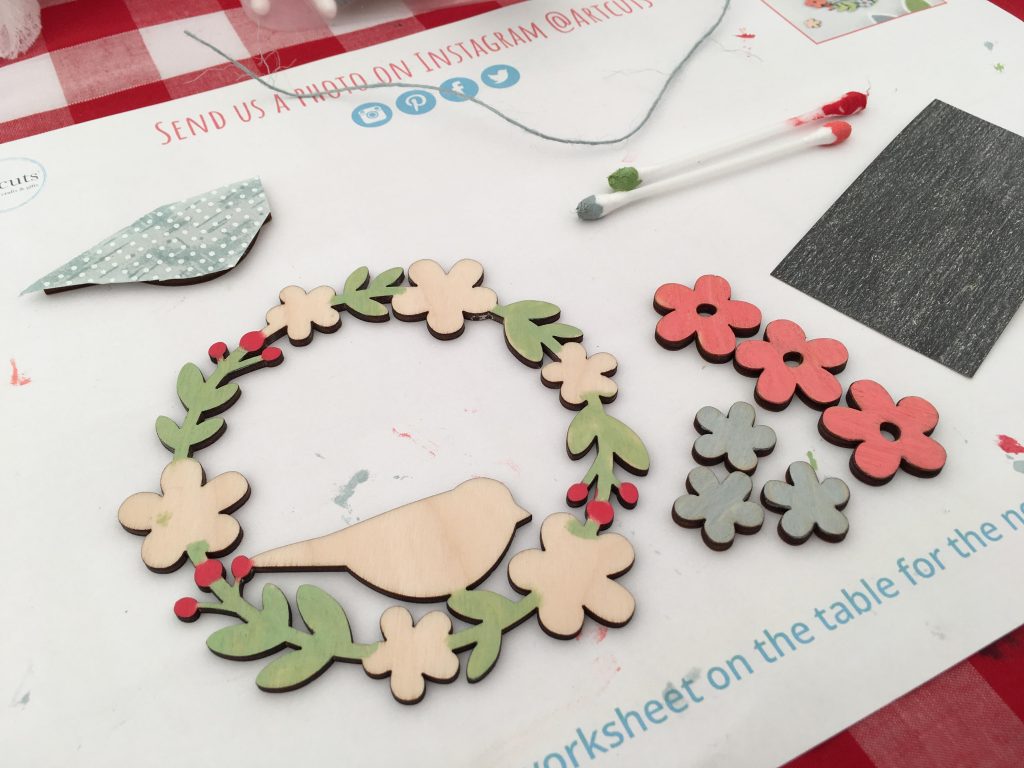 Wooden Floral Wreath with artcuts at the Handmade Fair