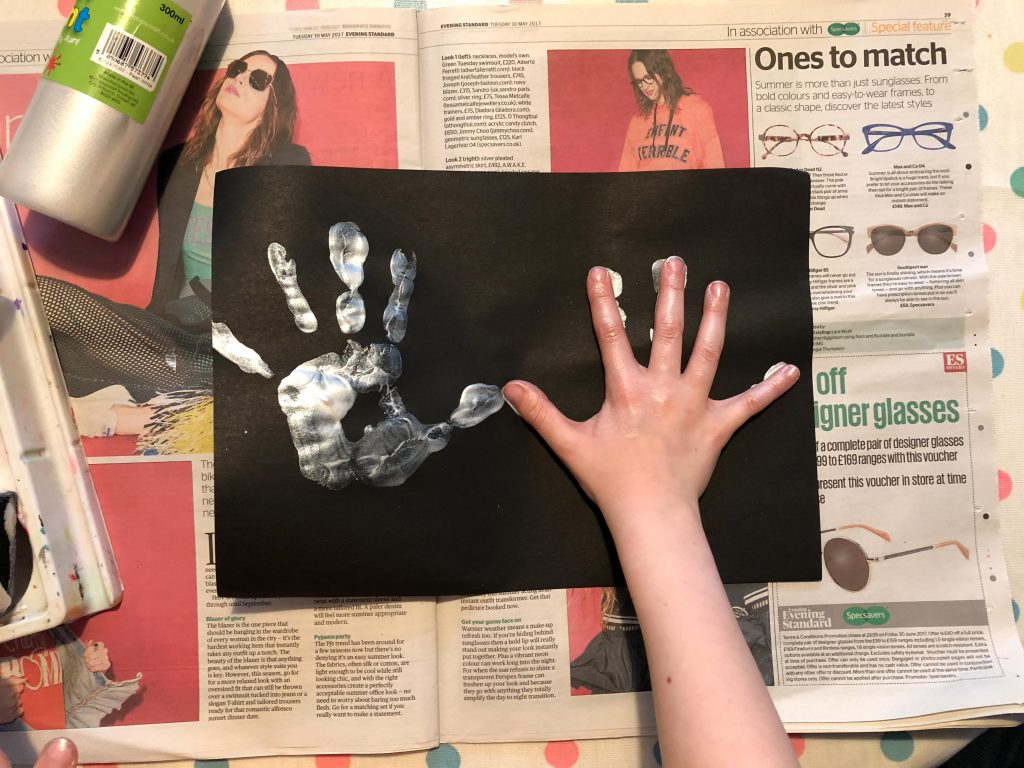 Halloween x-ray hand print craft 