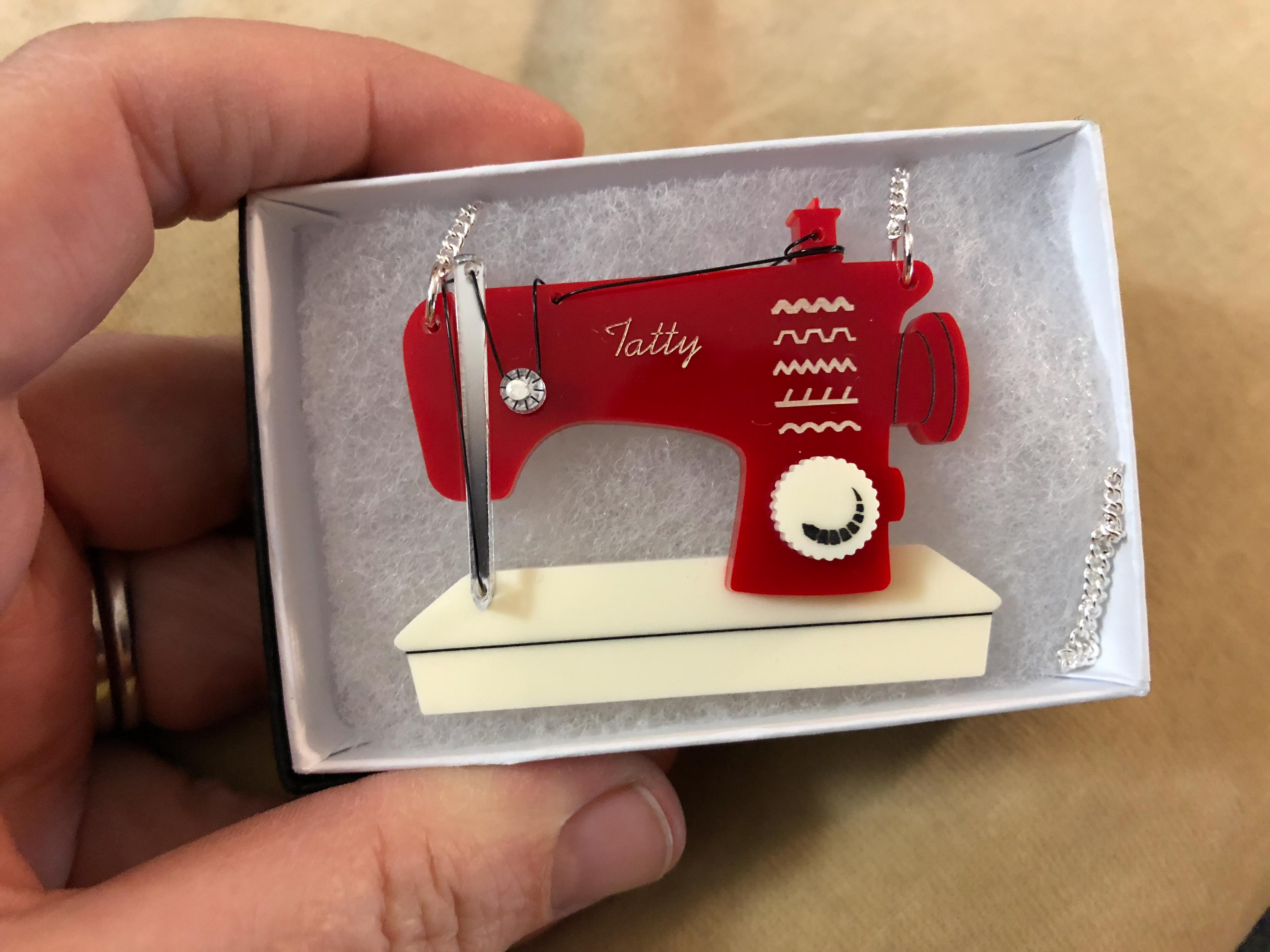 Tatty Devine acrylic sewing machine necklace