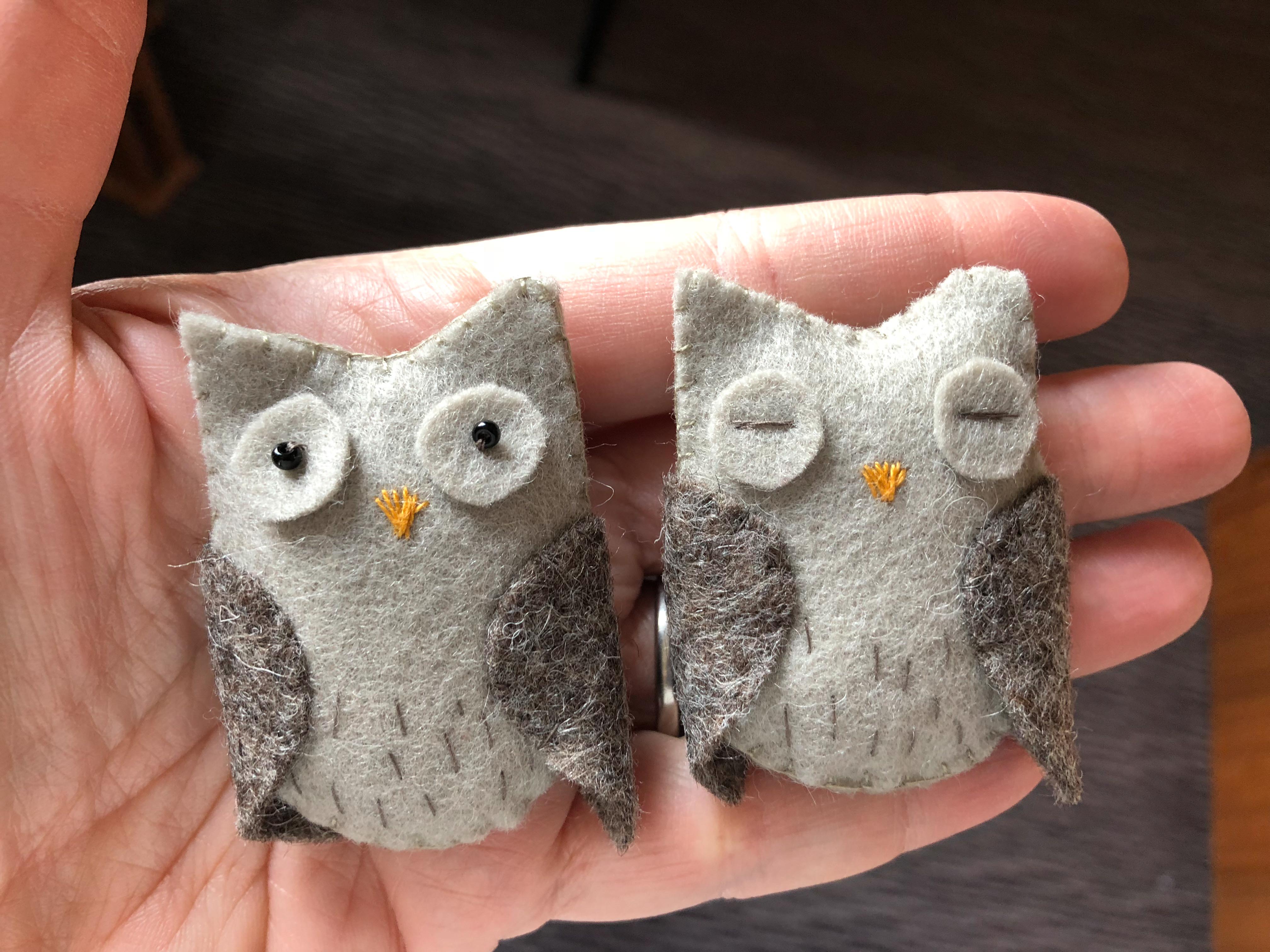 handmade felt owl brooch