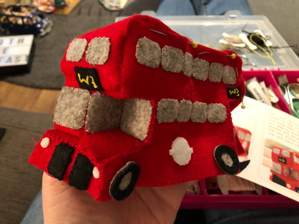 hand stitched felt London bus