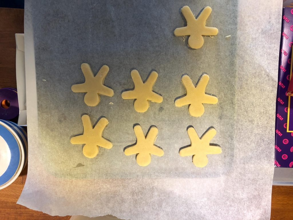 reindeer biscuits made using a gingerbread cookie cutter