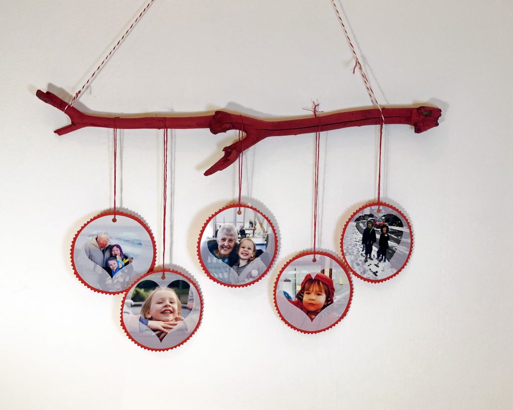 Handmade Valentine's decor using family photos