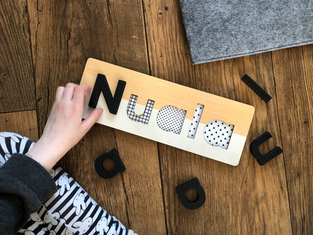 wooden name puzzle