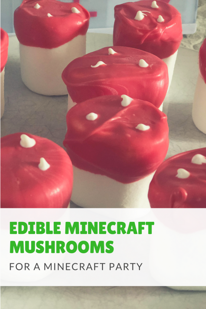 Edible Minecraft mushrooms for a Minecraft birthday party - the