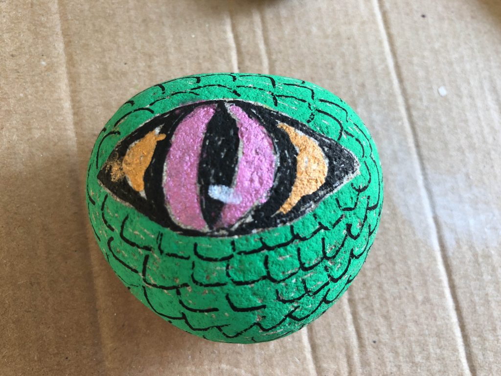 Dinosaur eye painted rock