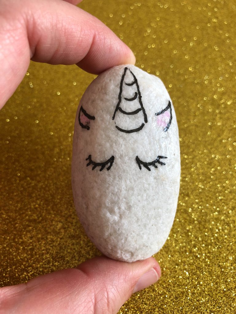 Unicorn painted rock