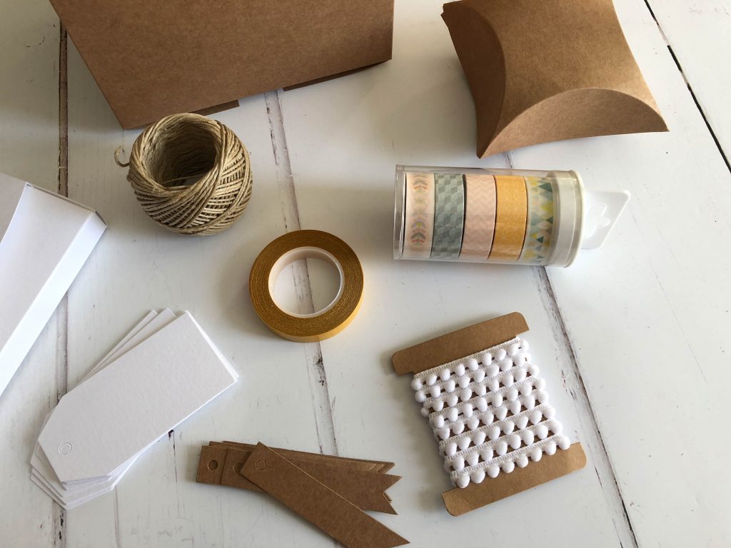 cardboard boxes and washi tape