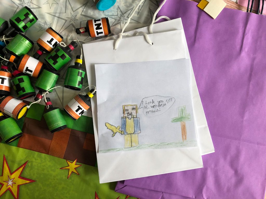 Minecraft thank you card