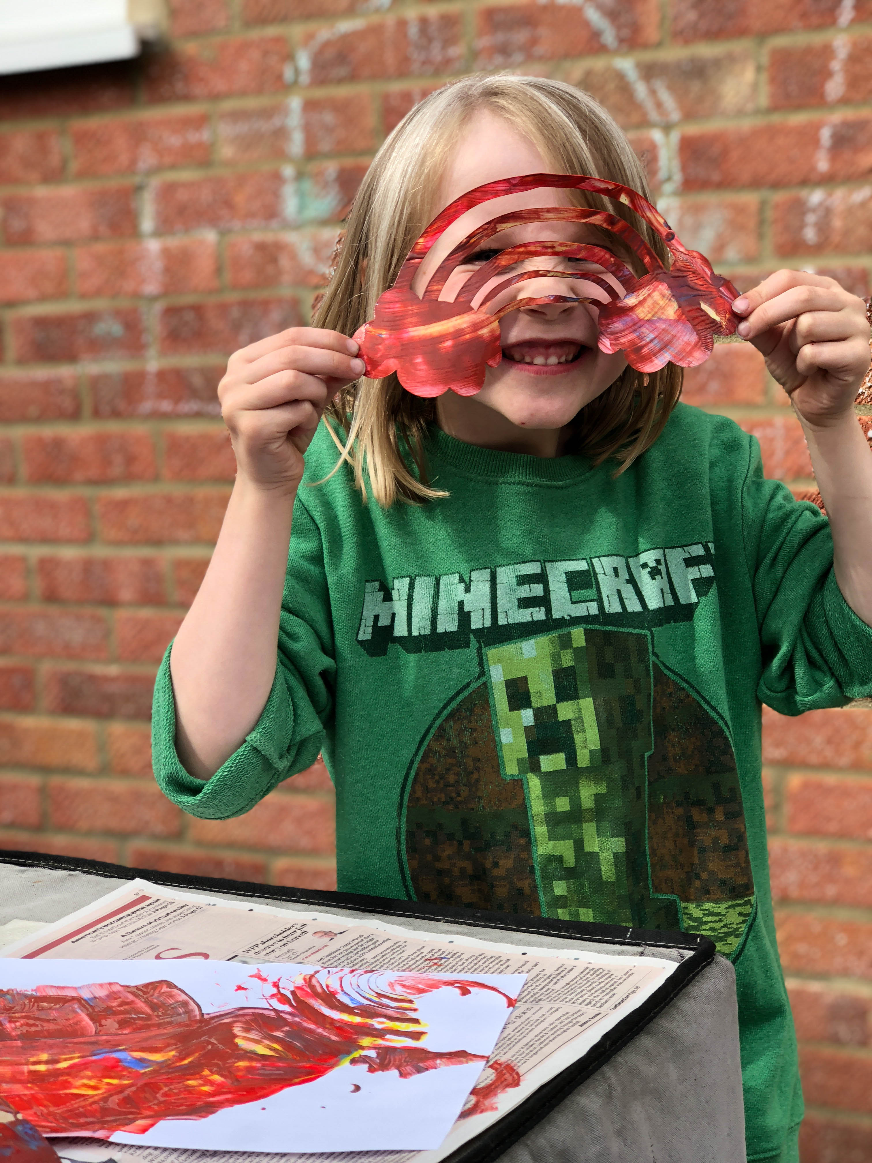 rainbow scrape painting