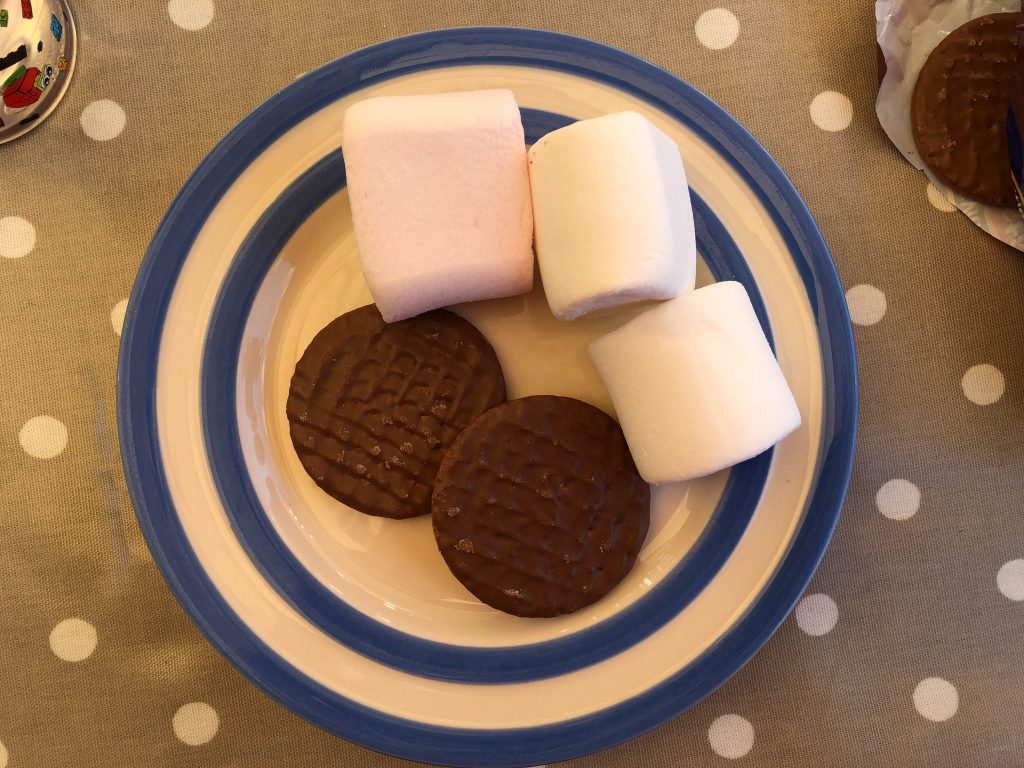 Chocolate digestive s'mores