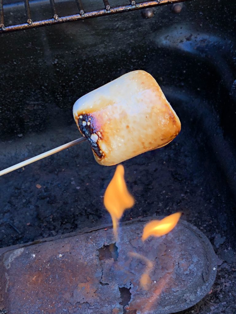 melting marshmallows on the barbecue