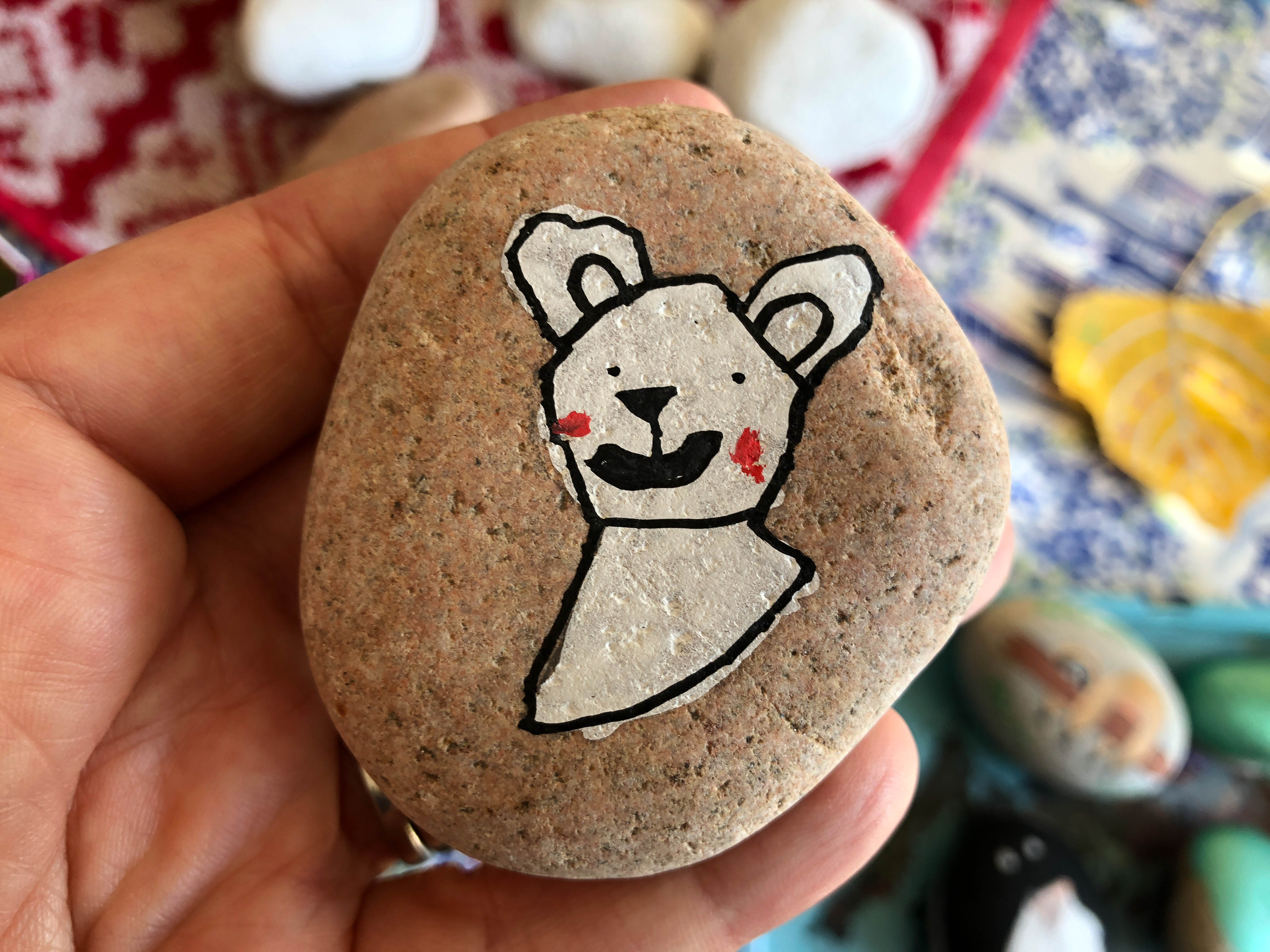 polar bear painted rock