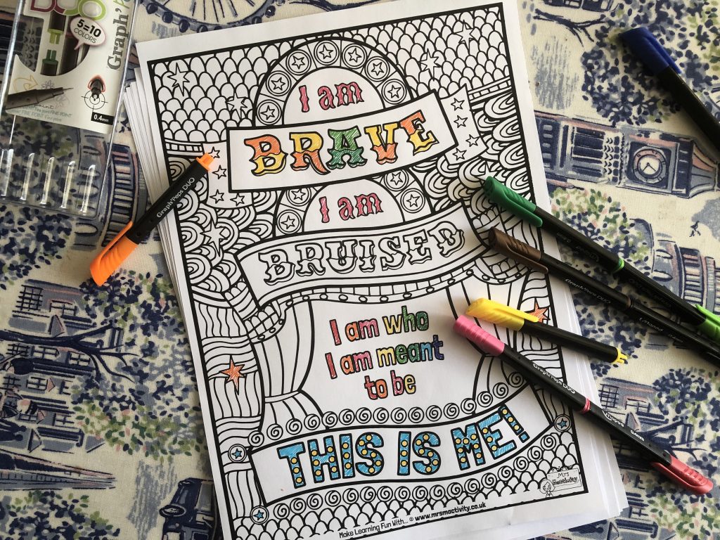 The Greatest Showman mindful colouring sheet