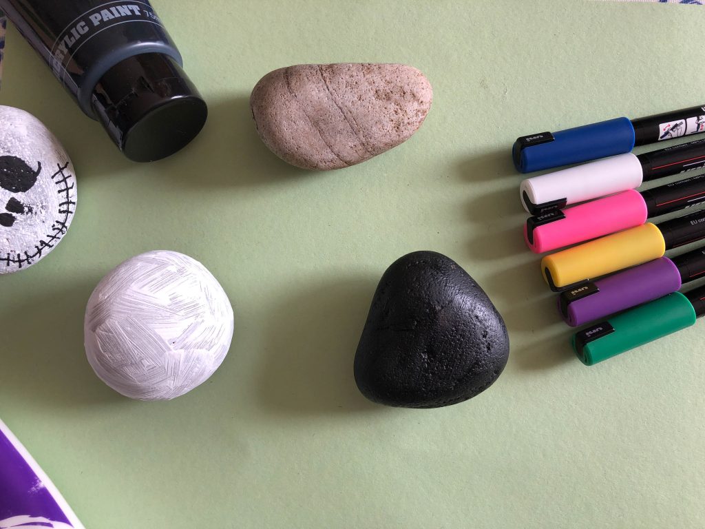 preparing our painted rocks