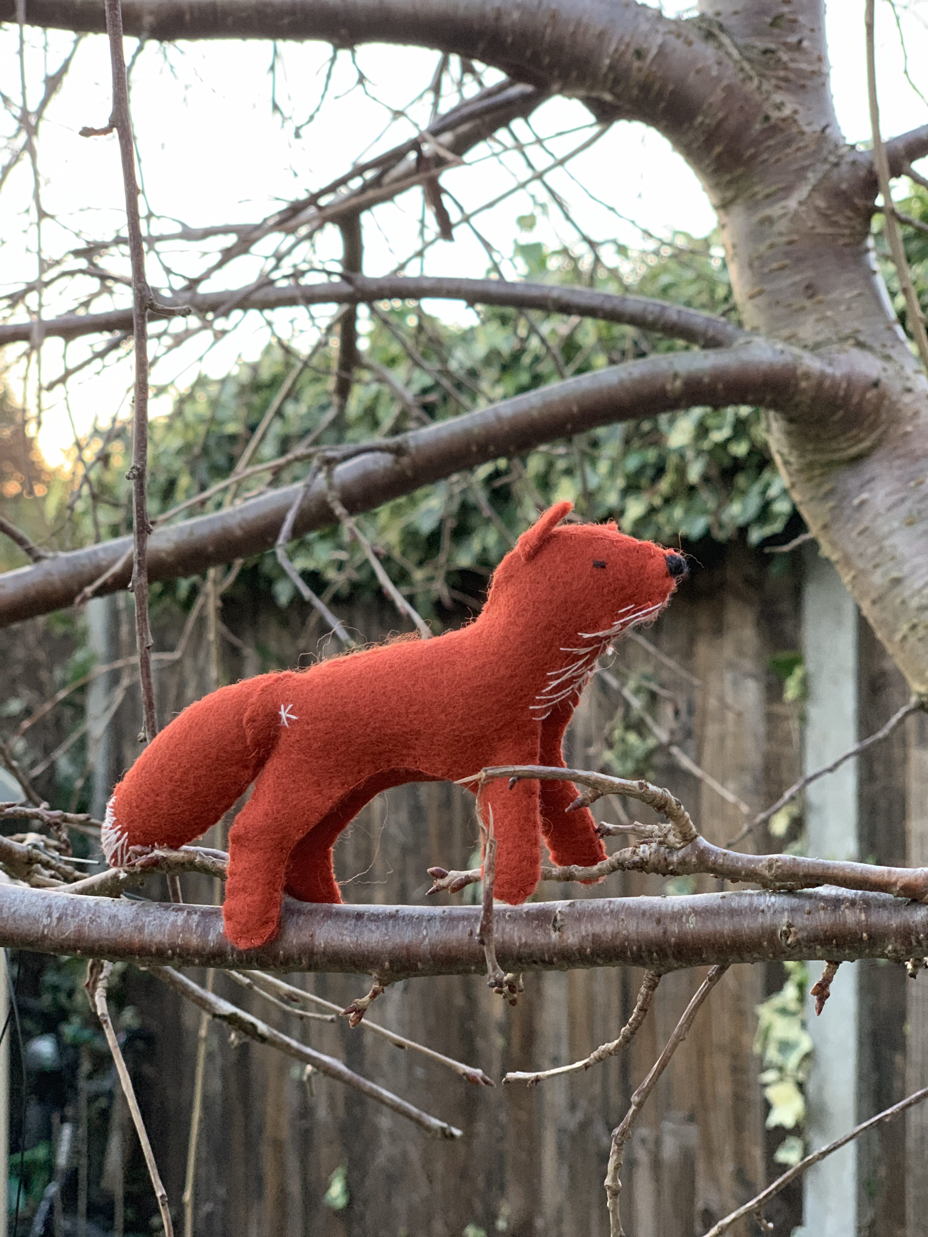 wool felt fox from the Winter Craftpod box