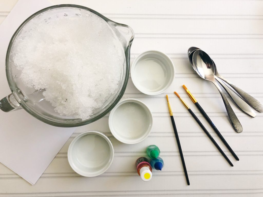 watercolour snow paint activity for kids