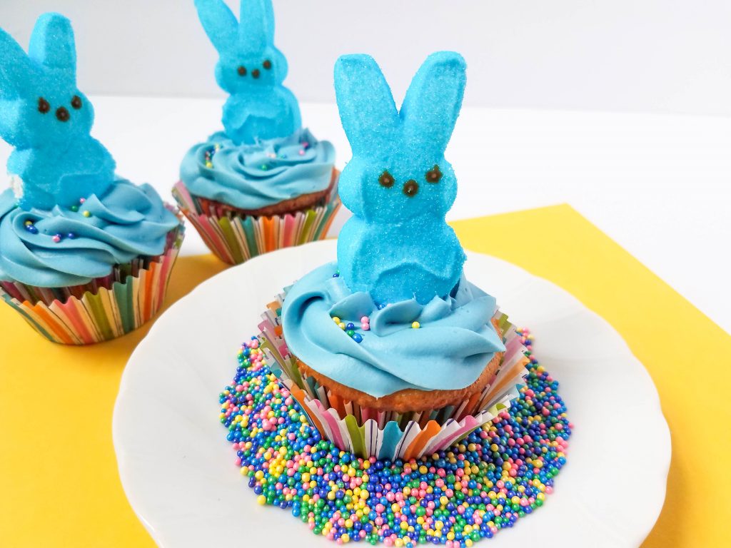 making peeps cupcakes for Easter