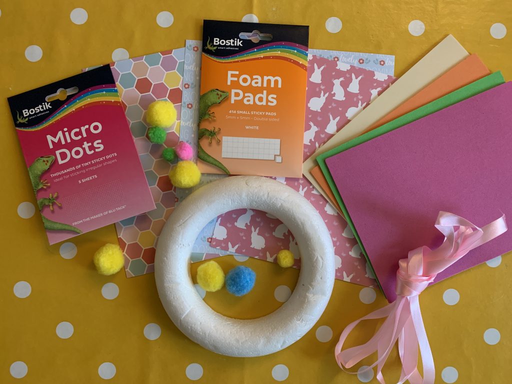 Pom pom Spring wreath supplies