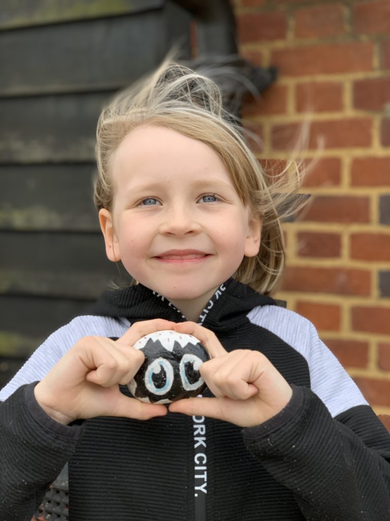 Hatchimals painted rock for kids