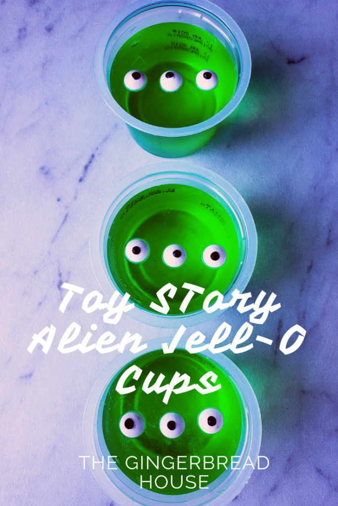 Toy Story Alien Jell-O Cups from the gingerbread house