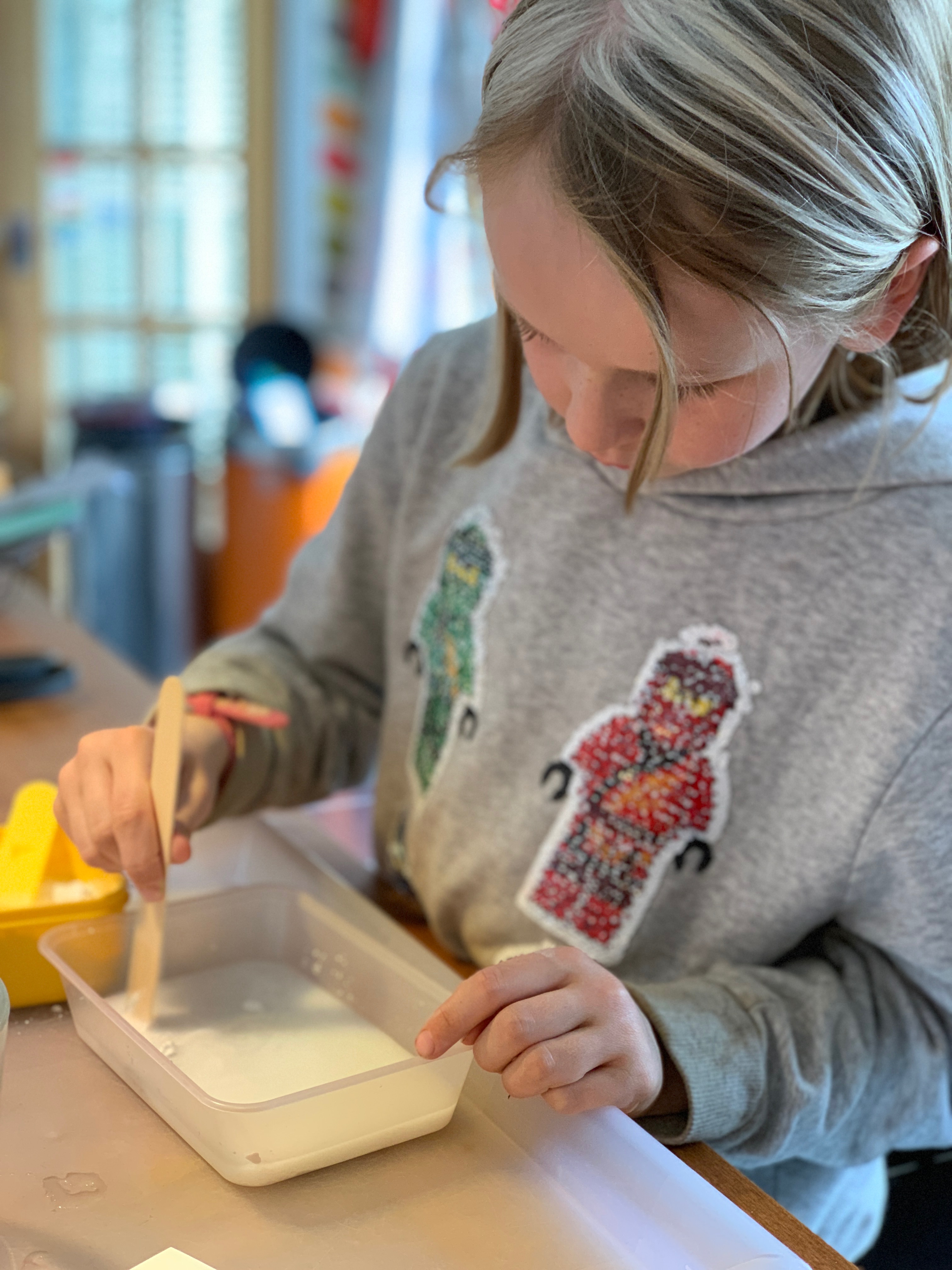 girl making plaster