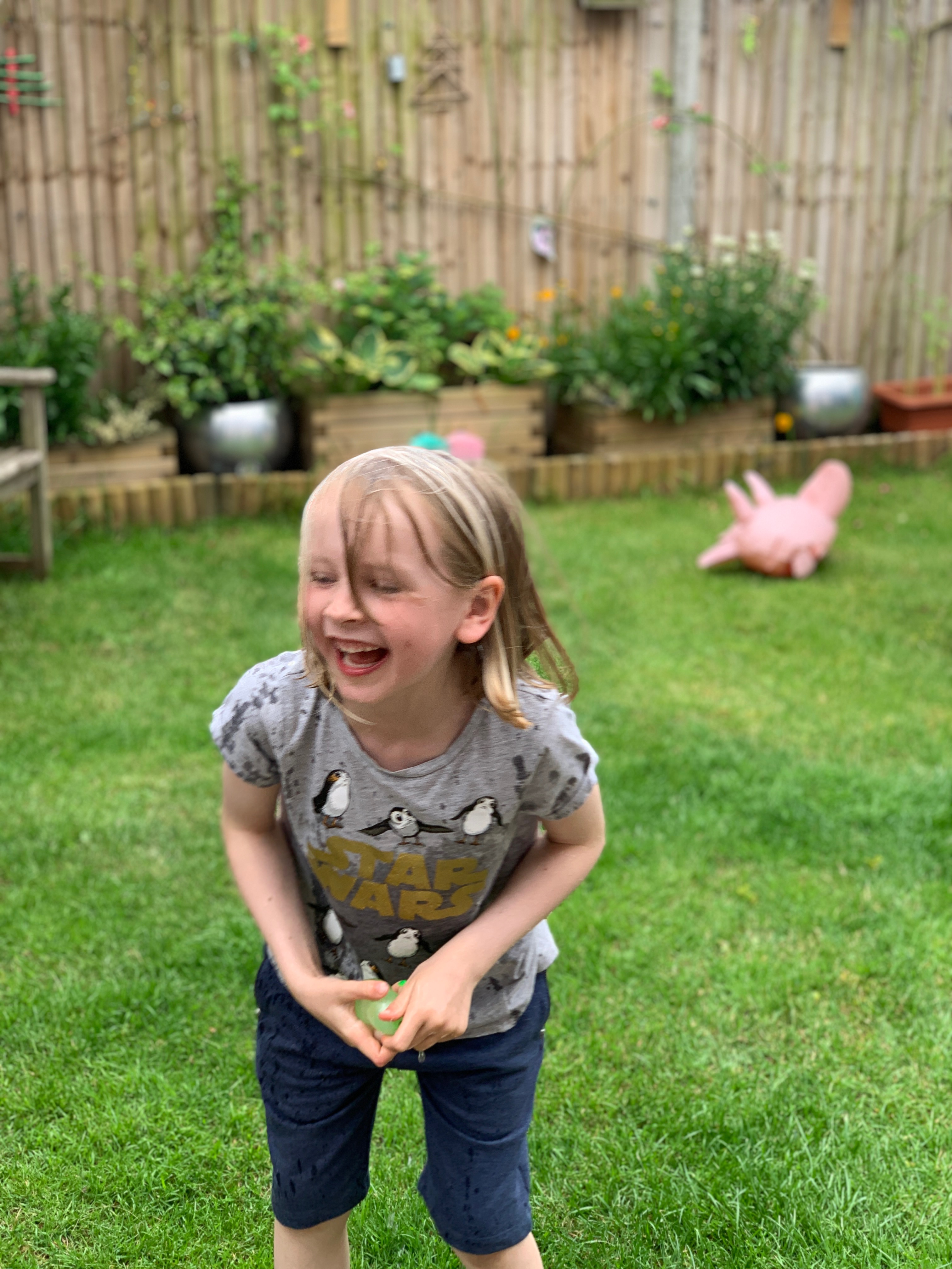 girl playing in water
