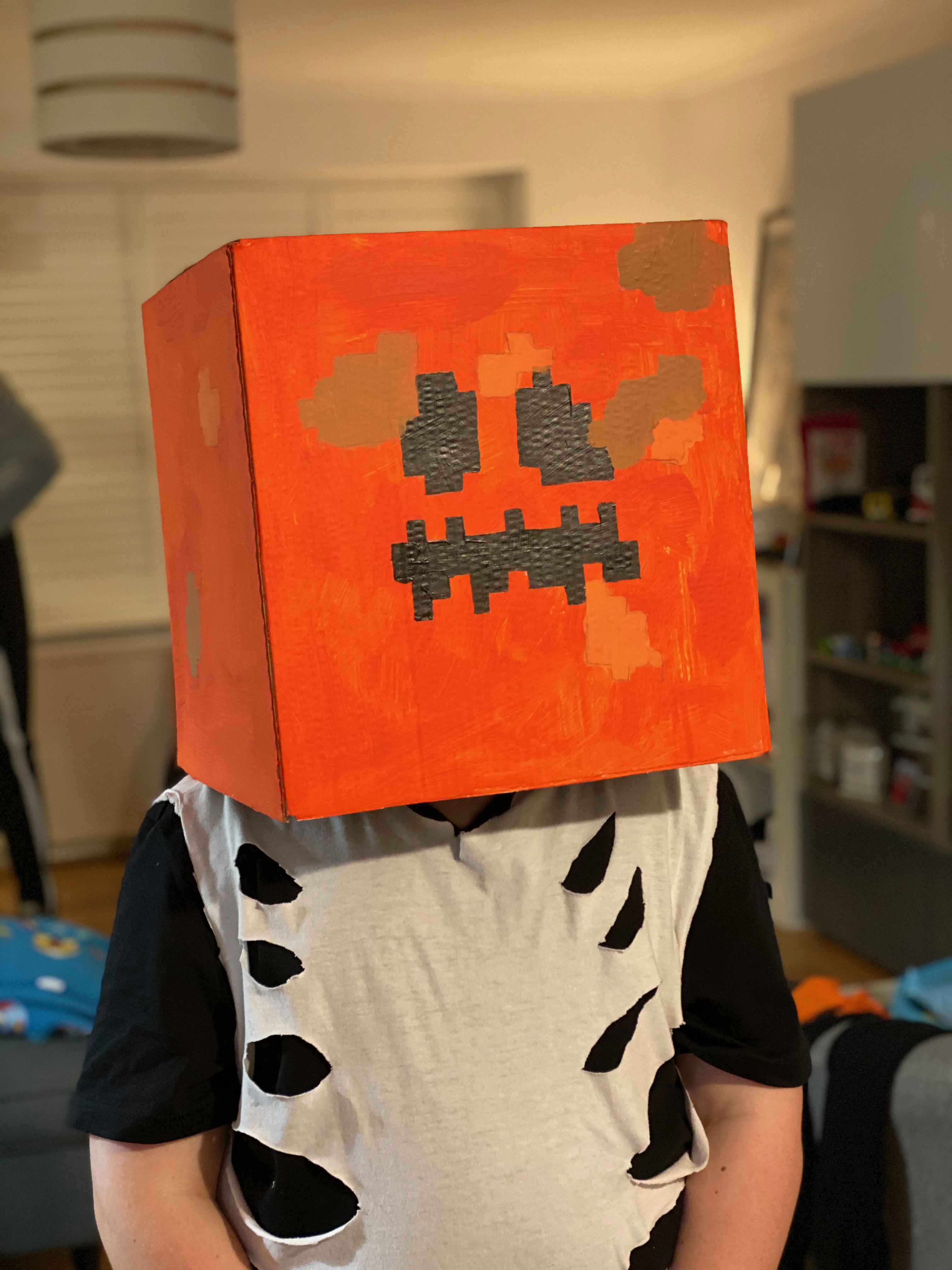 Minecraft inspired Jack O'Lantern head