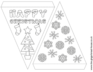 free Christmas bunting to cut and colour