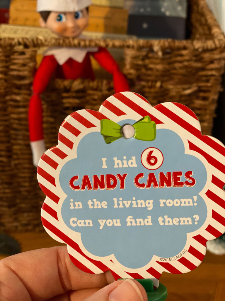 Elf on the Shelf candy cane hunt