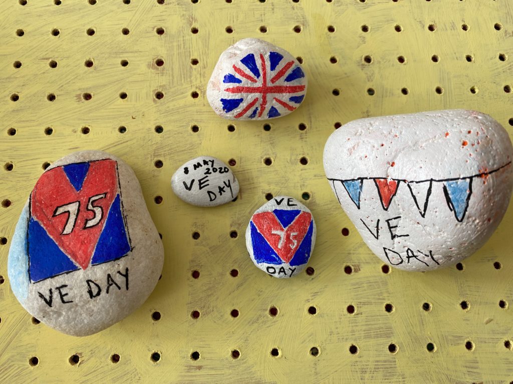 VE Day anniversary painted rocks