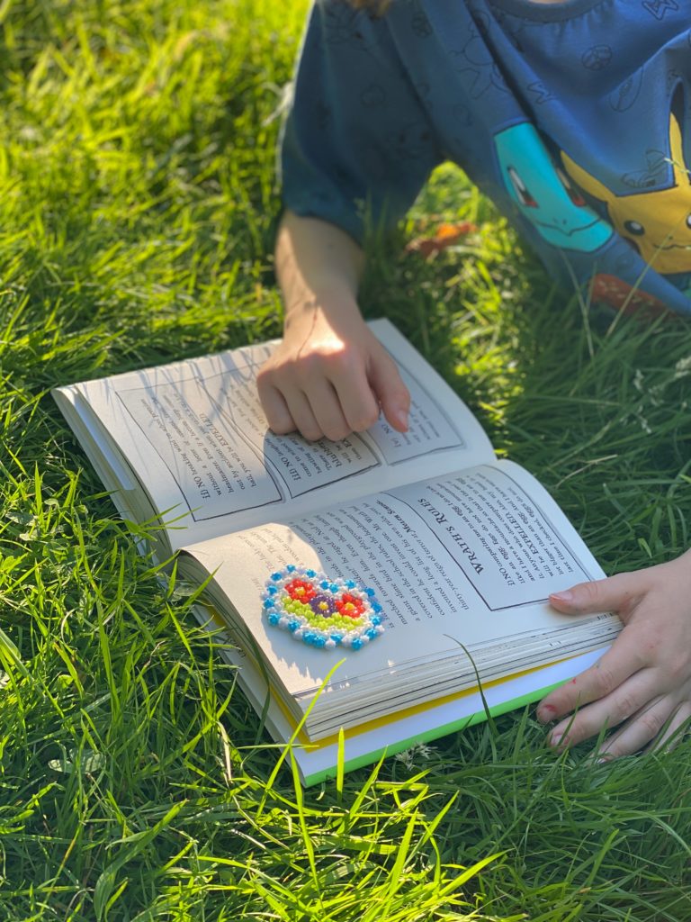 making a summer bookmark with Aquabeads