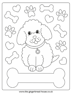 puppy colouring sheet bone