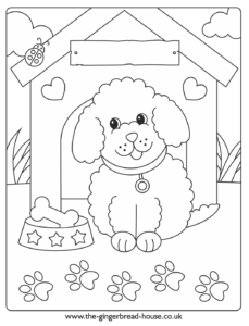 puppy colouring sheet kennel