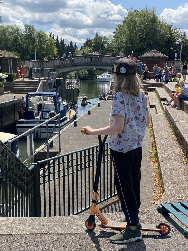 watching the boats pass through Boulters Lock