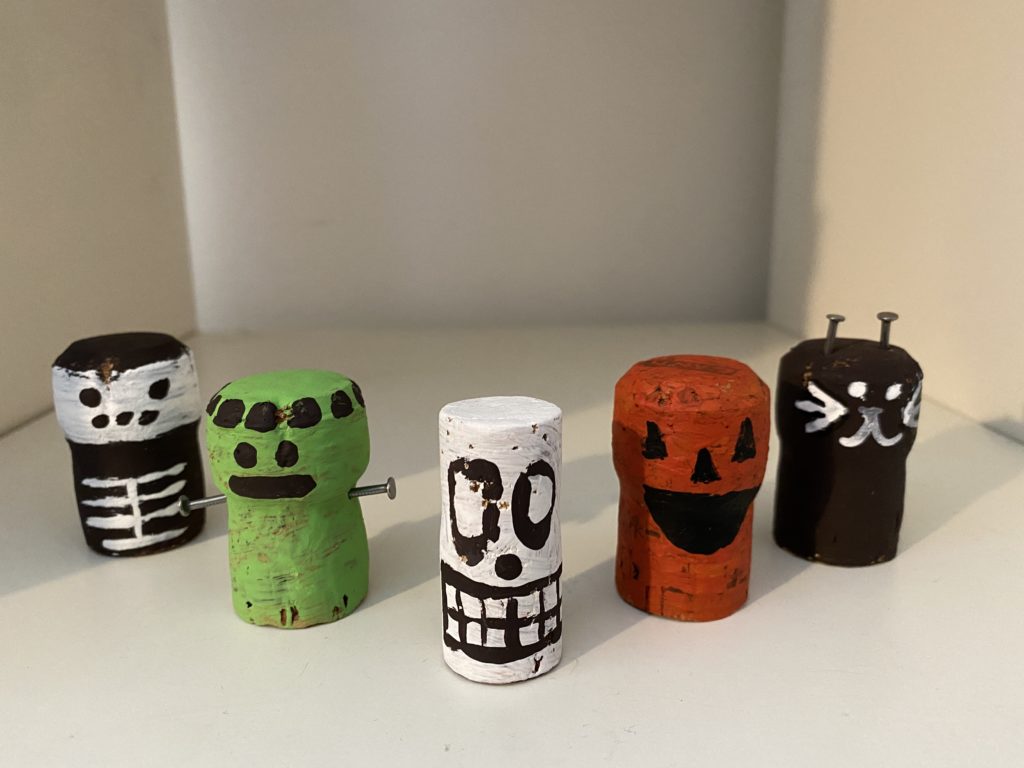 selection of painted Halloween corks