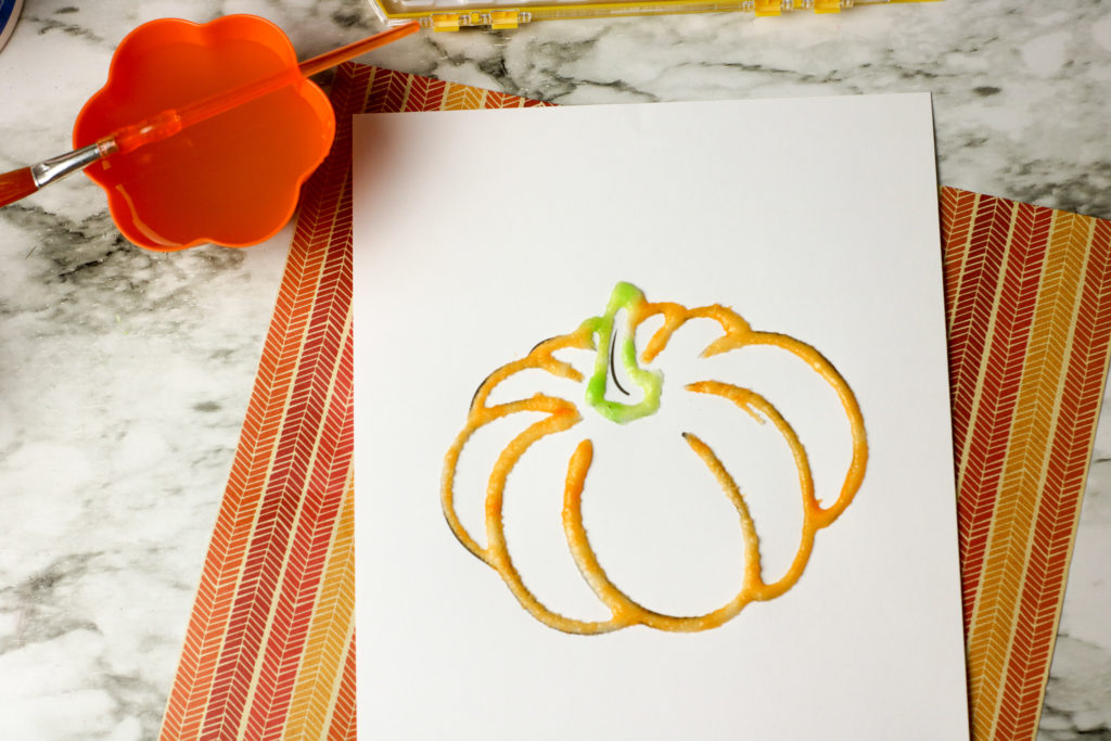 Easy salt painted pumpkin craft